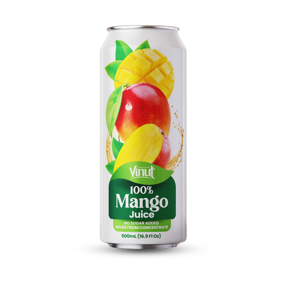010_100% Mango Can 500ml Vinut 100% Mango Juice, No Sugar Added, Never From Concentrate, Slim Can, 16.9 fl oz 500 mL - Image 1