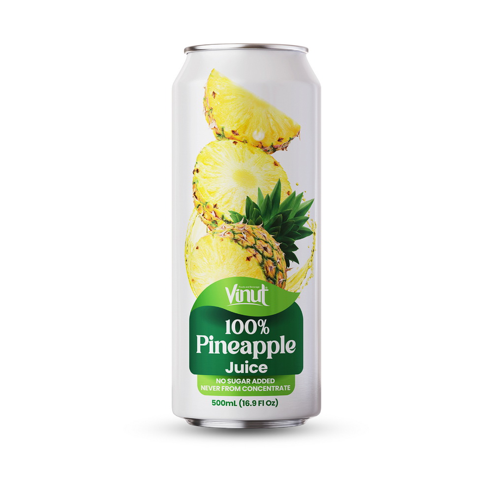 015_100% Pineapple Can 500ml Vinut 100% Pineapple Juice, No Sugar Added, Never From Concentrate, Slim Can, 16.9 fl oz 500 mL - Image 1