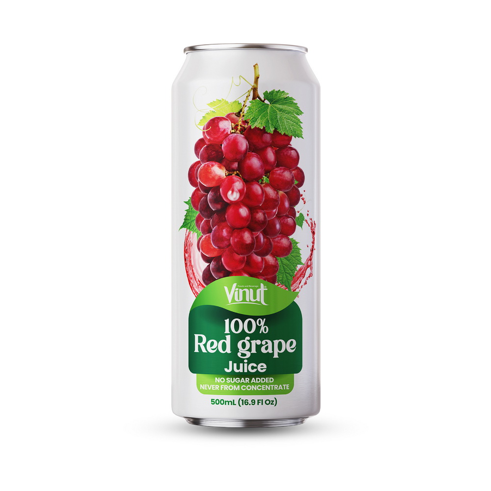 017_100% Red Grape Can 500ml Vinut 100% Red grape Juice, No Sugar Added, Never From Concentrate, Slim Can, 16.9 fl oz 500 mL - Image 1
