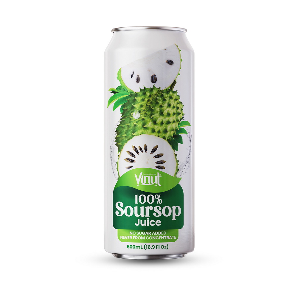 018_100% Soursop Can 500ml Vinut 100% Soursop Juice, No Sugar Added, Never From Concentrate, Slim Can, 16.9 fl oz 500 mL - Image 1