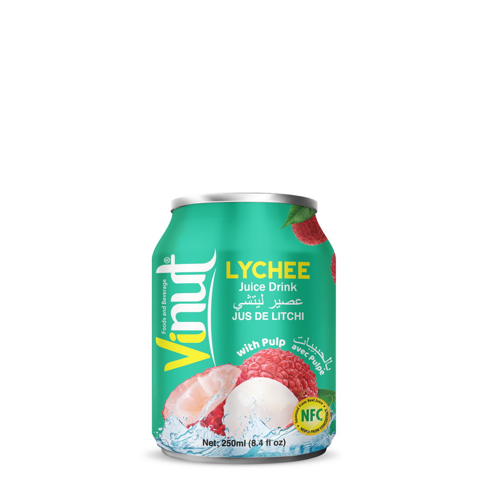 031_Lychee-Can-250ml-Short-1.jpg VINUT Lychee Juice Drink with Pulp, 8.4 fl oz (250 mL) Can - Image 1