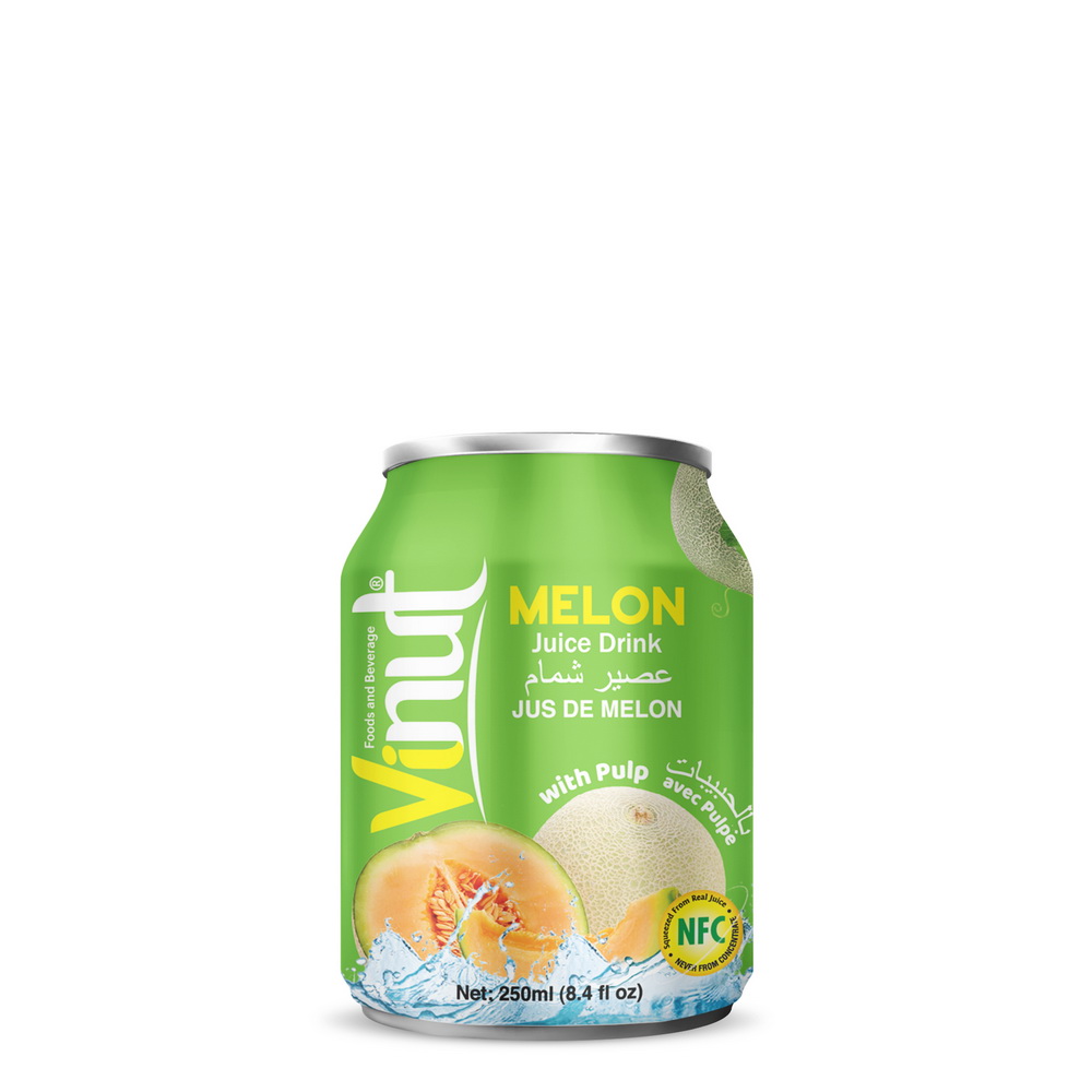 033_Melon-Can-250ml-Short-1.jpg VINUT Melon Juice Drink with Pulp, 8.4 fl oz (250 mL) Can - Image 1