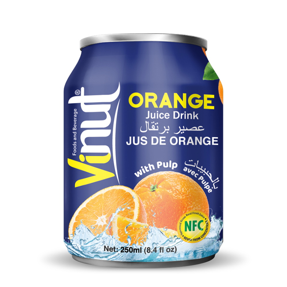 035_Orange-Can-250ml-Short-1.jpg VINUT Orange Juice Drink with Pulp, 8.4 fl oz (250 mL) Can - Image 1