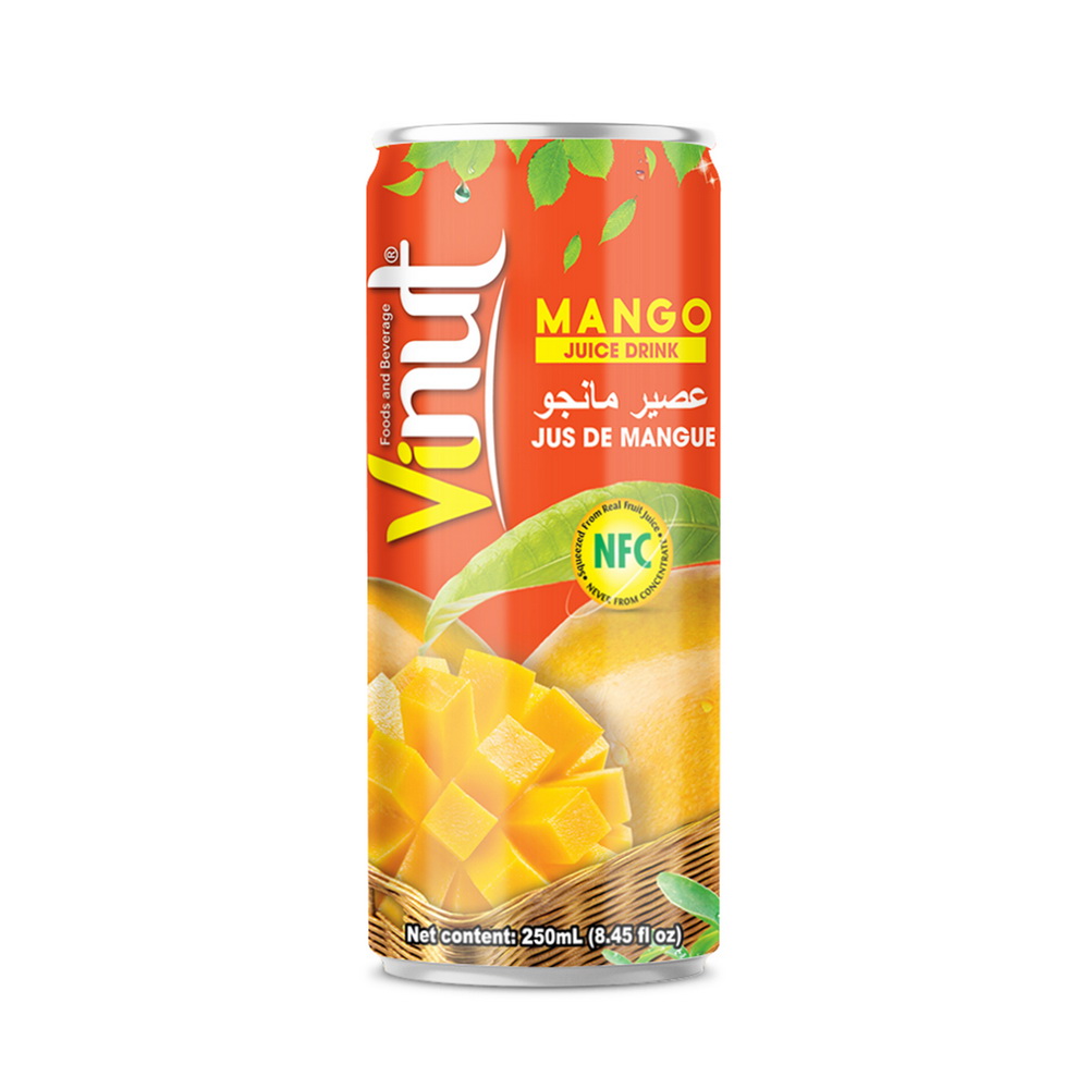 044_Mango-Can-250ml-Slim-1.jpg VINUT Mango Juice Drink, 8.45 fl oz (250 mL) Slim Can - Image 1