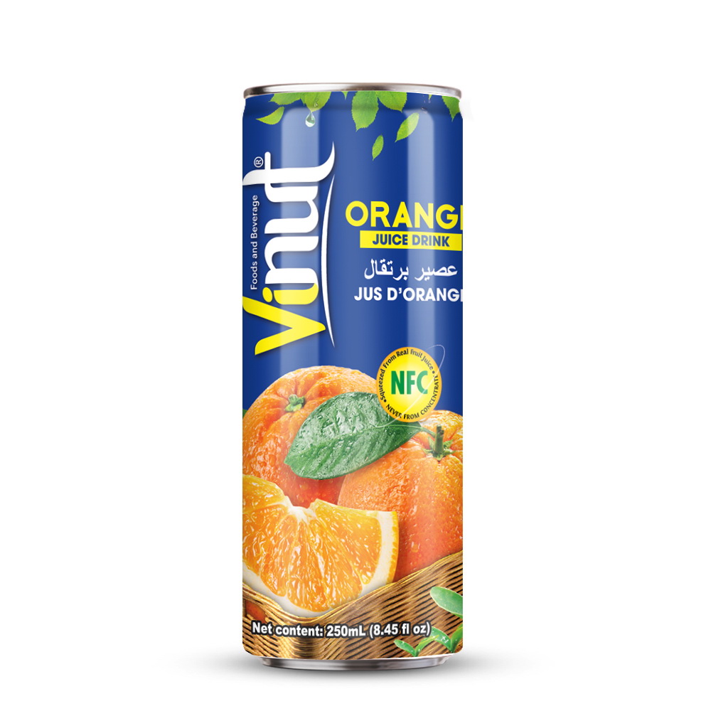 046_Orange-Can-250ml-Slim-1.jpg VINUT Orange Juice Drink, 8.45 fl oz (250 mL) Slim Can - Image 1