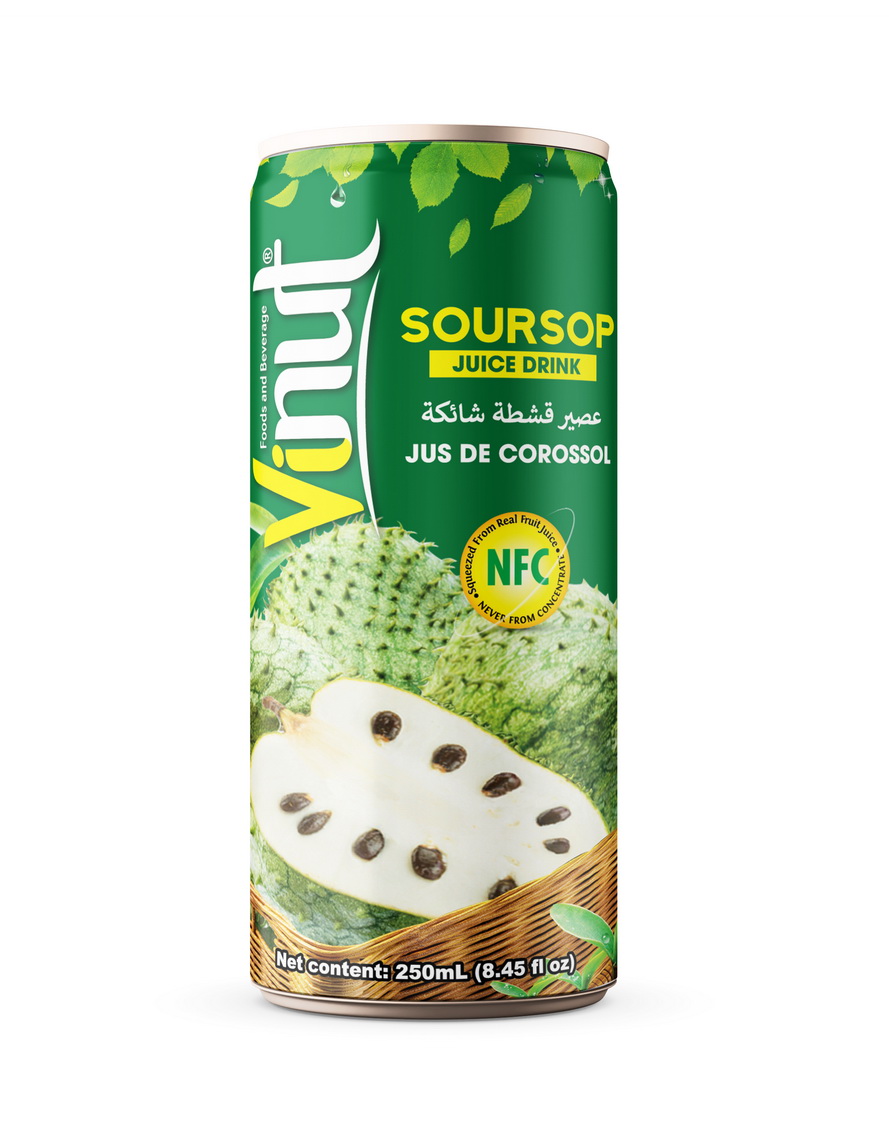 050_Soursop-Can-250ml-Slim-1.jpg VINUT Soursop Juice Drink, 8.45 fl oz (250 mL) Slim Can - Image 1