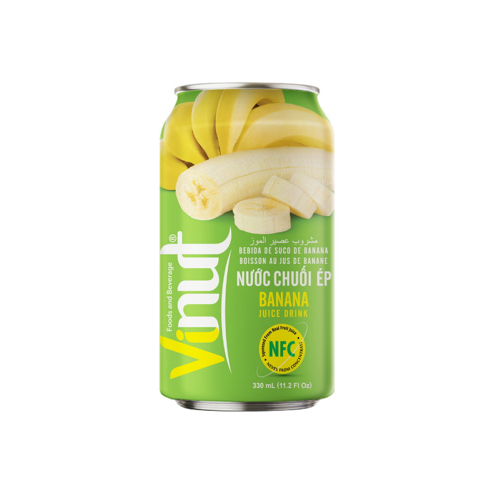 056_Banana-Can-330ml-1.jpg VINUT Banana Juice Drink, 11.1 fl oz (330 mL) Can - Image 1
