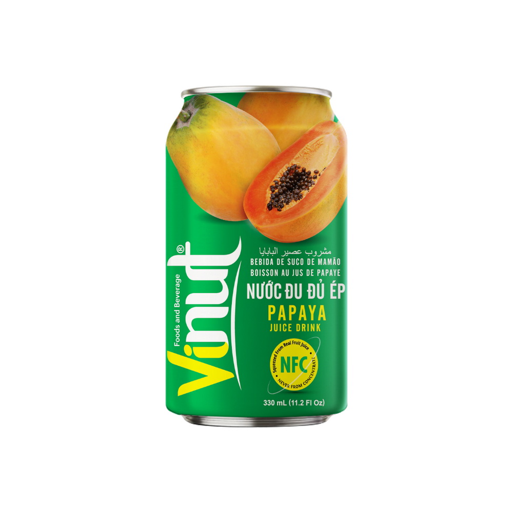 065_Papaya-Can-330ml-1.jpg VINUT Papaya Juice Drink, 11.1 fl oz (330 mL) Can - Image 1