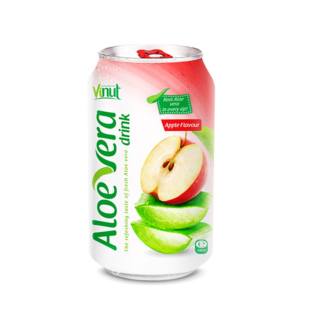 076_Apple-Aloe-Vera-Can-330ml-1.jpg Vinut Aloe Vera Drink, Apple Flavor, 11.2 fl oz (330 mL) Can, Made with Real Aloe Vera - Image 1
