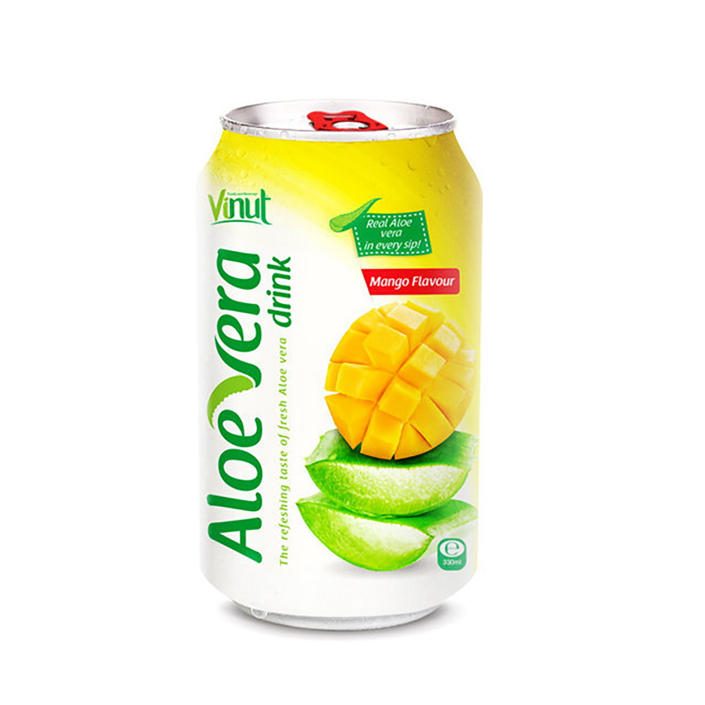 077_Mango-Aloe-Vera-Can-330ml-1.jpg Vinut Aloe Vera Drink, Mango Flavor, 11.2 fl oz (330 mL) Can, Made with Real Aloe Vera - Image 1