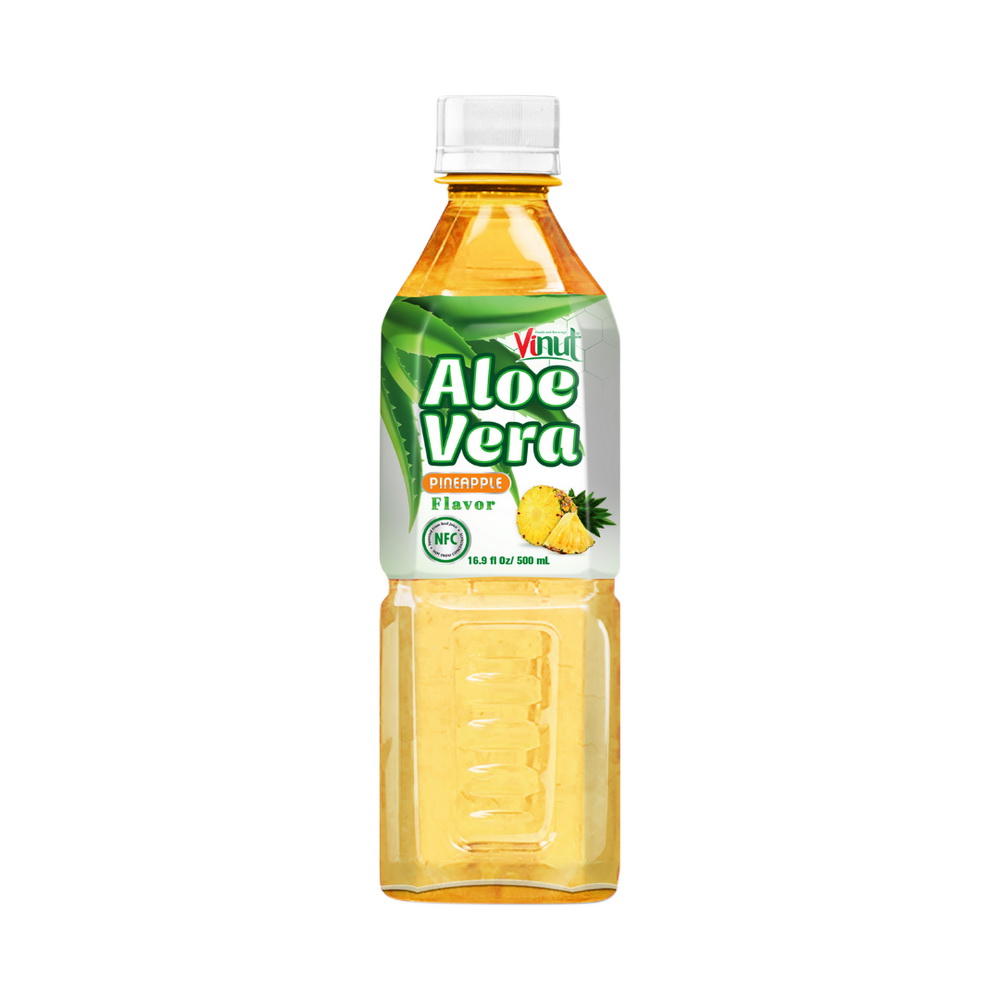 086_Pineapple-Aloe-Vera-PET-Bottle-500ml-1.jpg Vinut Aloe Vera Drink, Pineapple Flavor, NFC, PET Bottle, 16.9 fl oz (500 mL) - Image 1