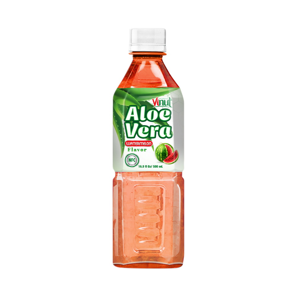089_Watermelon-Aloe-Vera-PET-Bottle-500ml-1.jpg Vinut Aloe Vera Drink, Watermelon Flavor, NFC, PET Bottle, 16.9 fl oz (500 mL) - Image 1