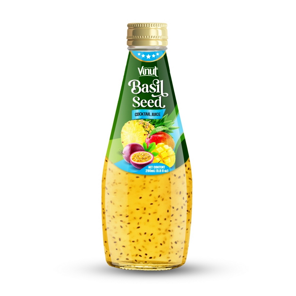 090_Cocktail-Basil-Seed-Glass-Bottle-290ml-1.jpg Vinut Cocktail Basil Seed Juice, Glass Bottle, 9.8 fl oz (290 mL) - Image 1