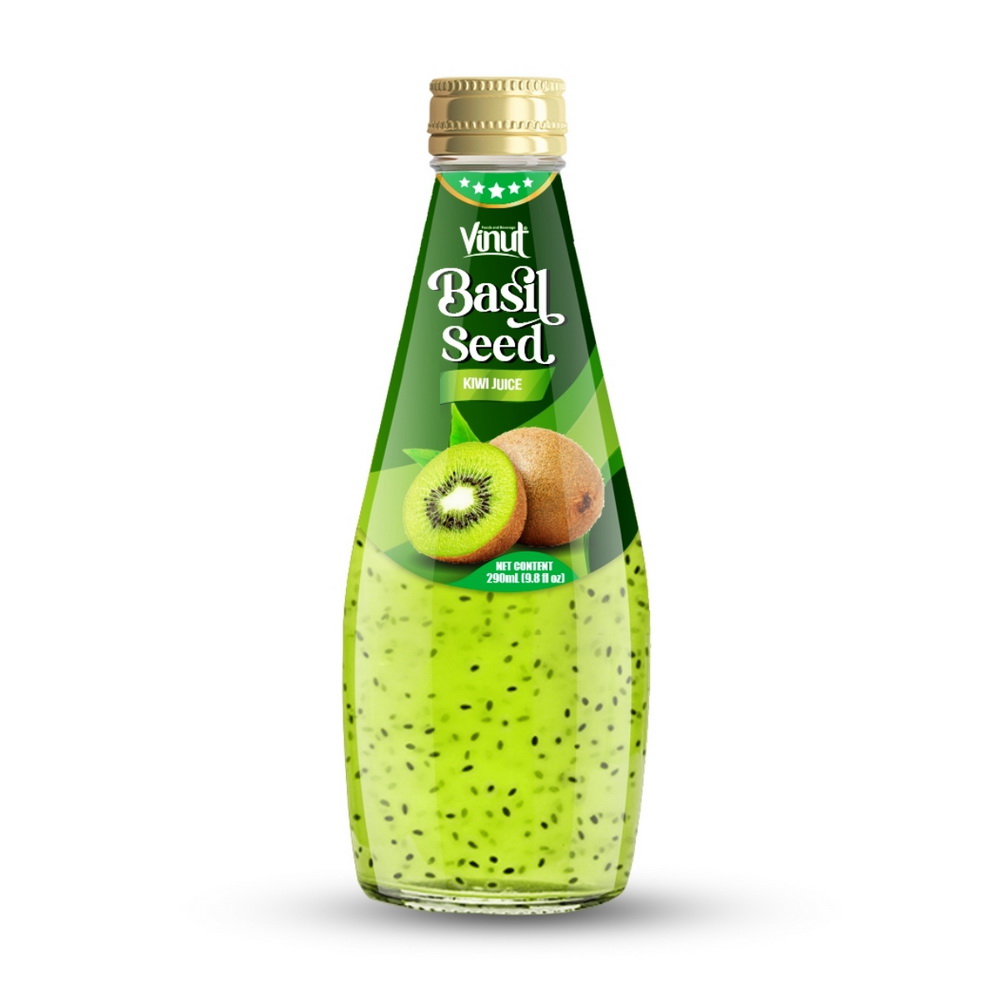 091_Kiwi-Basil-Seed-Glass-Bottle-290ml-1.jpg Vinut Kiwi Basil Seed Juice, Glass Bottle, 9.8 fl oz (290 mL) - Image 1