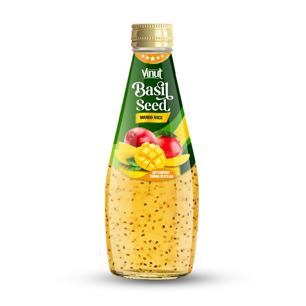 093_Mango-Basil-Seed-Glass-Bottle-290ml-1.jpg Vinut Mango Basil Seed Juice, Glass Bottle, 9.8 fl oz (290 mL) - Image 1