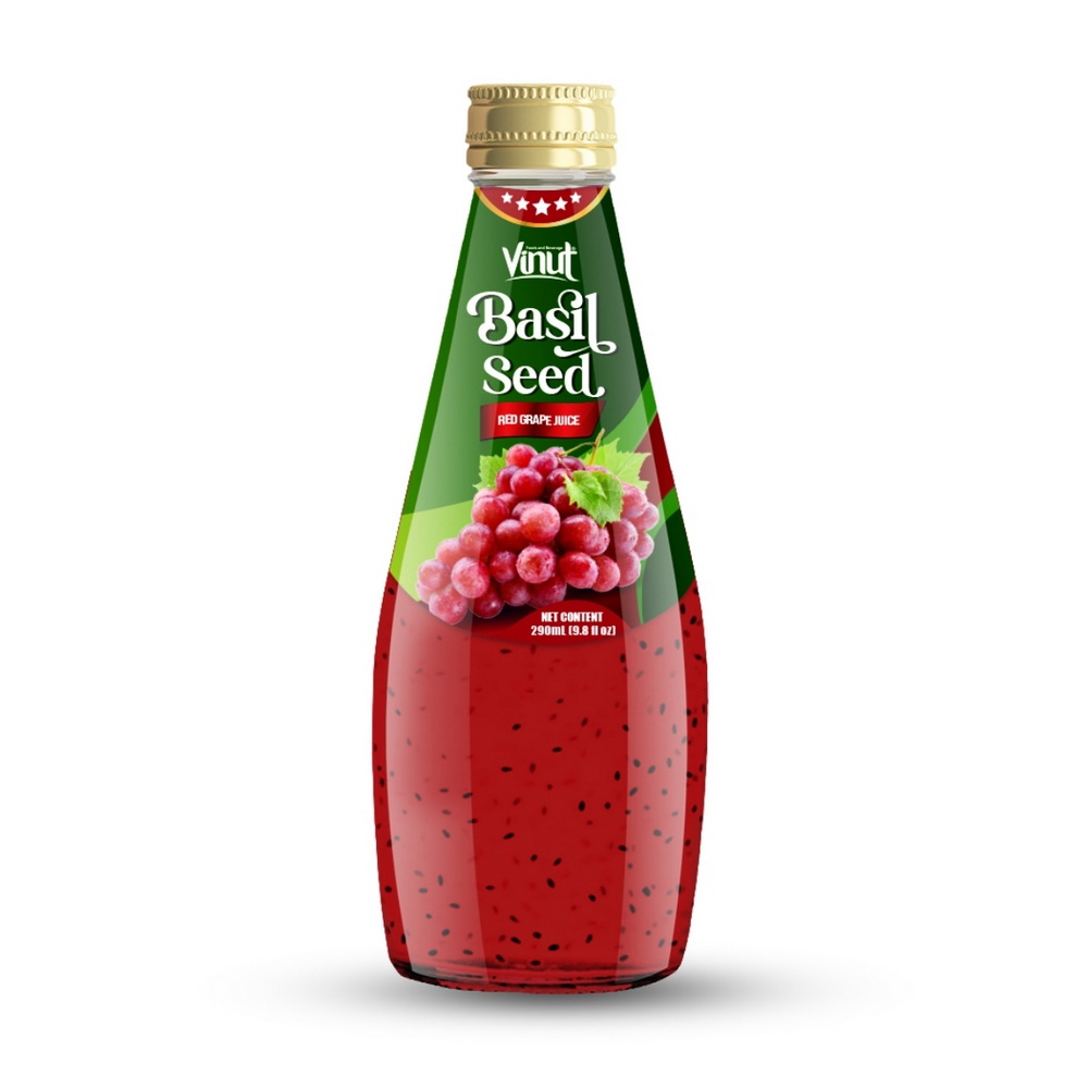 097_Red-Grape-Basil-Seed-Glass-Bottle-290ml-1.jpg Vinut Red Grape Basil Seed Juice, Glass Bottle, 9.8 fl oz (290 mL) - Image 1