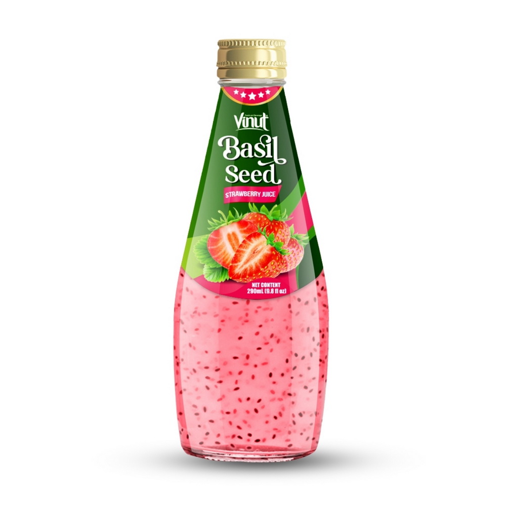 098_Strawberry-Basil-Seed-Glass-Bottle-290ml-1.jpg Vinut Strawberry Basil Seed Juice, Glass Bottle, 9.8 fl oz (290 mL) - Image 1