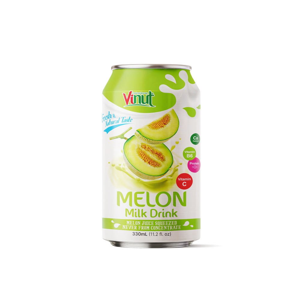 105_Melon-Milk-Can-330ml-1.jpg Vinut Melon Milk Drink, Fresh & Natural Taste, Melon Juice Squeezed Never From Concentrate, Can, 11.2 fl oz (330 mL) - Image 1