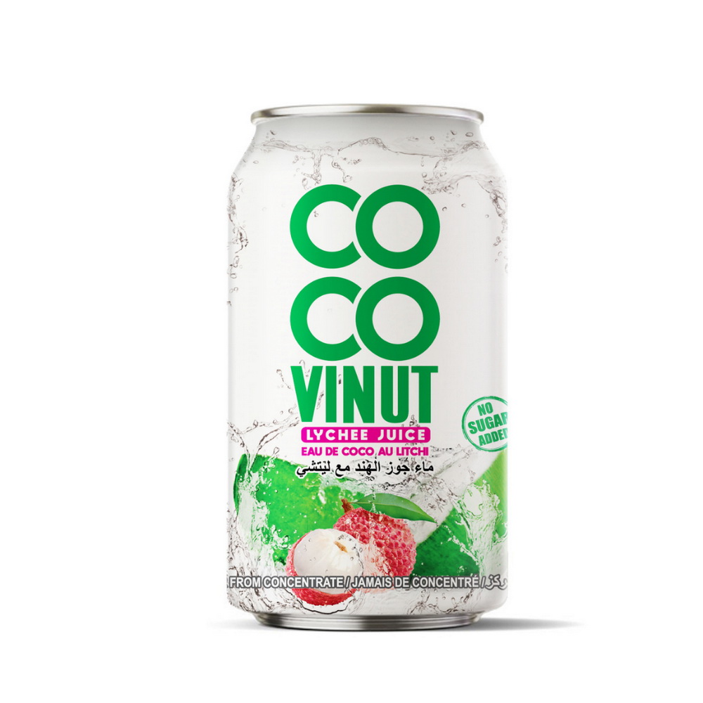 113_Lychee-Coco-Vinut-Alu-Can-330ml-1.jpg Vinut Lychee Coconut Water, Lychee Juice, No Sugar Added, Can, (330 mL) - Image 1
