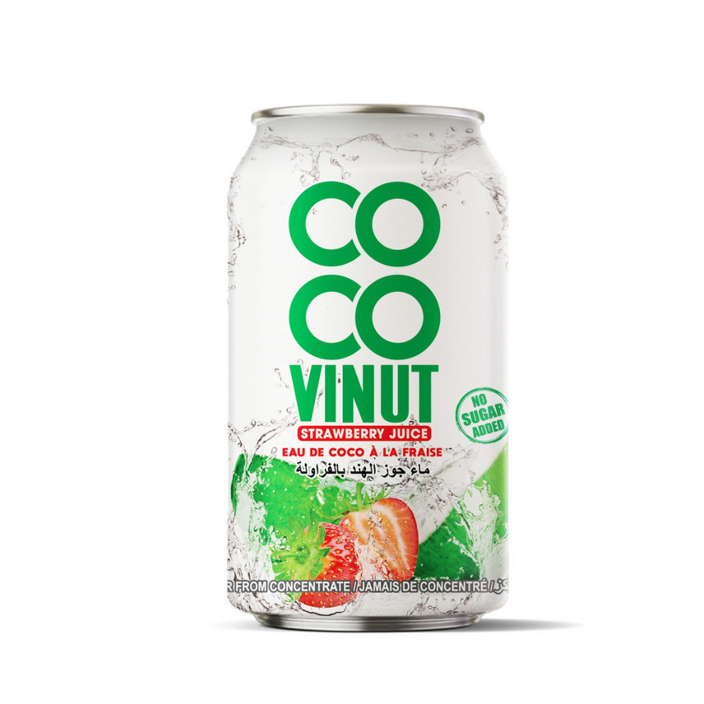 115_Strawberry-Coco-Vinut-Alu-Can-330ml-1.jpg Vinut Strawberry Coconut Water, Strawberry Juice, No Sugar Added, Can, (330 mL) - Image 1