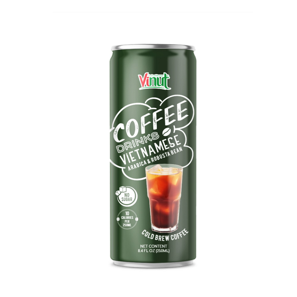 123_Cold-Brew-Coffee-Can-250ml-1.jpg Vinut Vietnamese Cold Brew Coffee Drink, Arabica & Robusta Bean, No Sugar, 10 Calories, Slim Can, 8.4 fl oz (250 mL) - Image 1