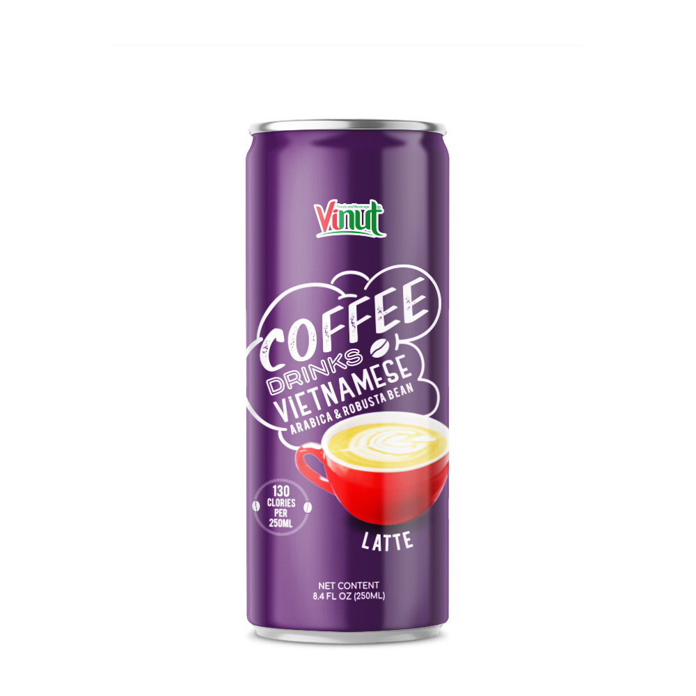 125_Latte-Coffee-Can-250ml-1.jpg Vinut Vietnamese Latte Coffee Drink, Arabica & Robusta Bean, 130 Calories, Slim Can, 8.4 fl oz (250 mL) - Image 1