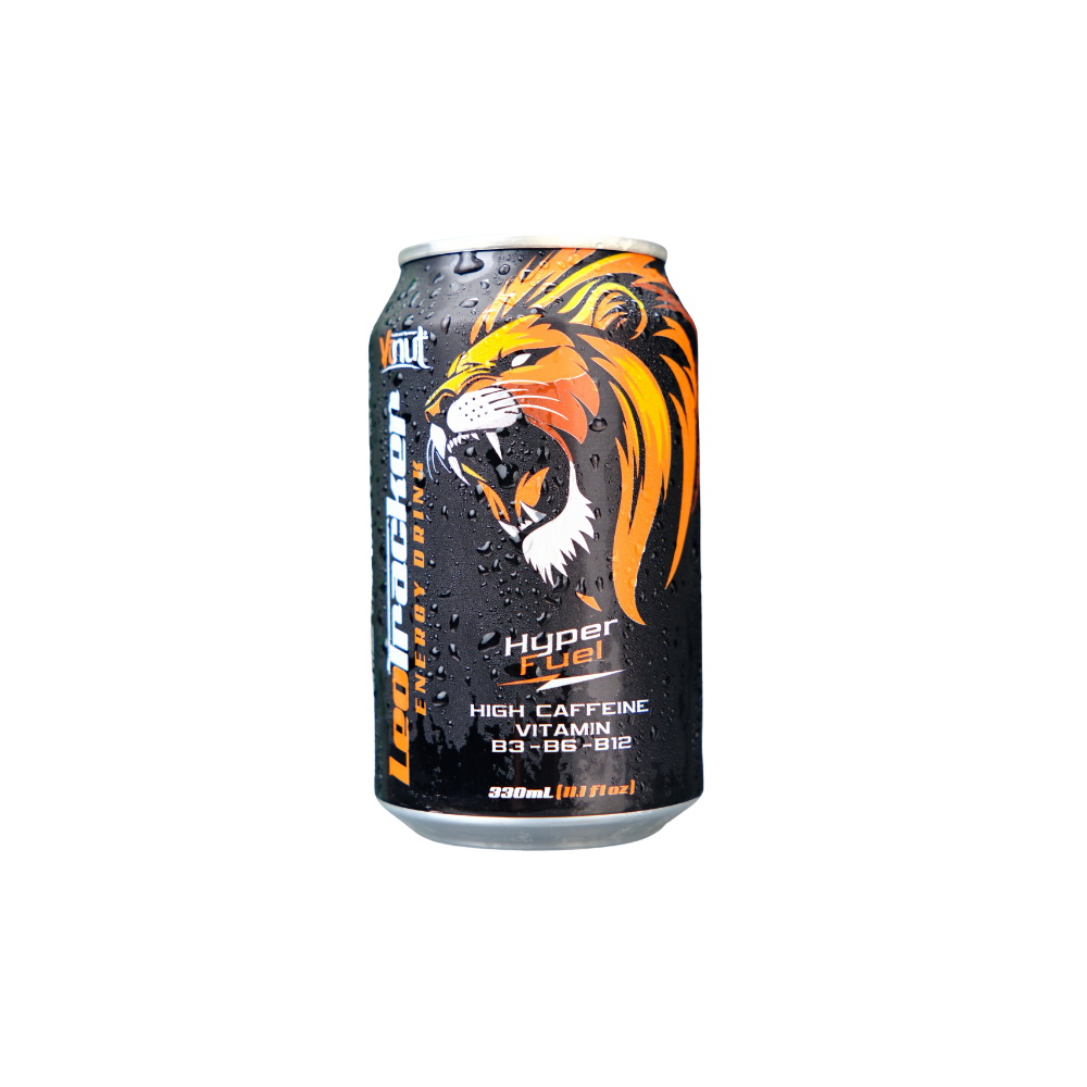 141_Leotracker-Energy-Drink-330ml-1.jpg Vinut Energy Drink, Leotracker, Hyper Fuel, High Caffeine, Vitamin B3 B6 B12, Can, 11.1 fl oz (330 mL) - Image 1