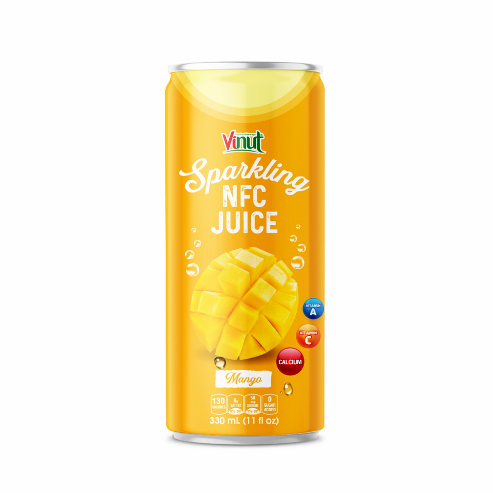 148_Mango-NFC-Sparkling-Can-330ml-1.jpg Vinut Mango Sparkling NFC Juice, 0 Sugar Added, Slim Can, 11 fl oz (330 mL) - Image 1