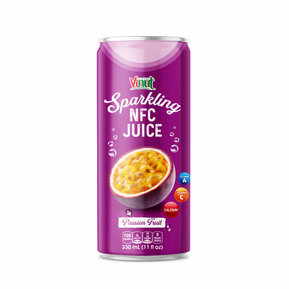 149_Passion-Fruit-NFC-Sparkling-Can-330ml-1.jpg Vinut Passion Fruit Sparkling NFC Juice, 0 Sugar Added, Slim Can, 11 fl oz (330 mL) - Image 1