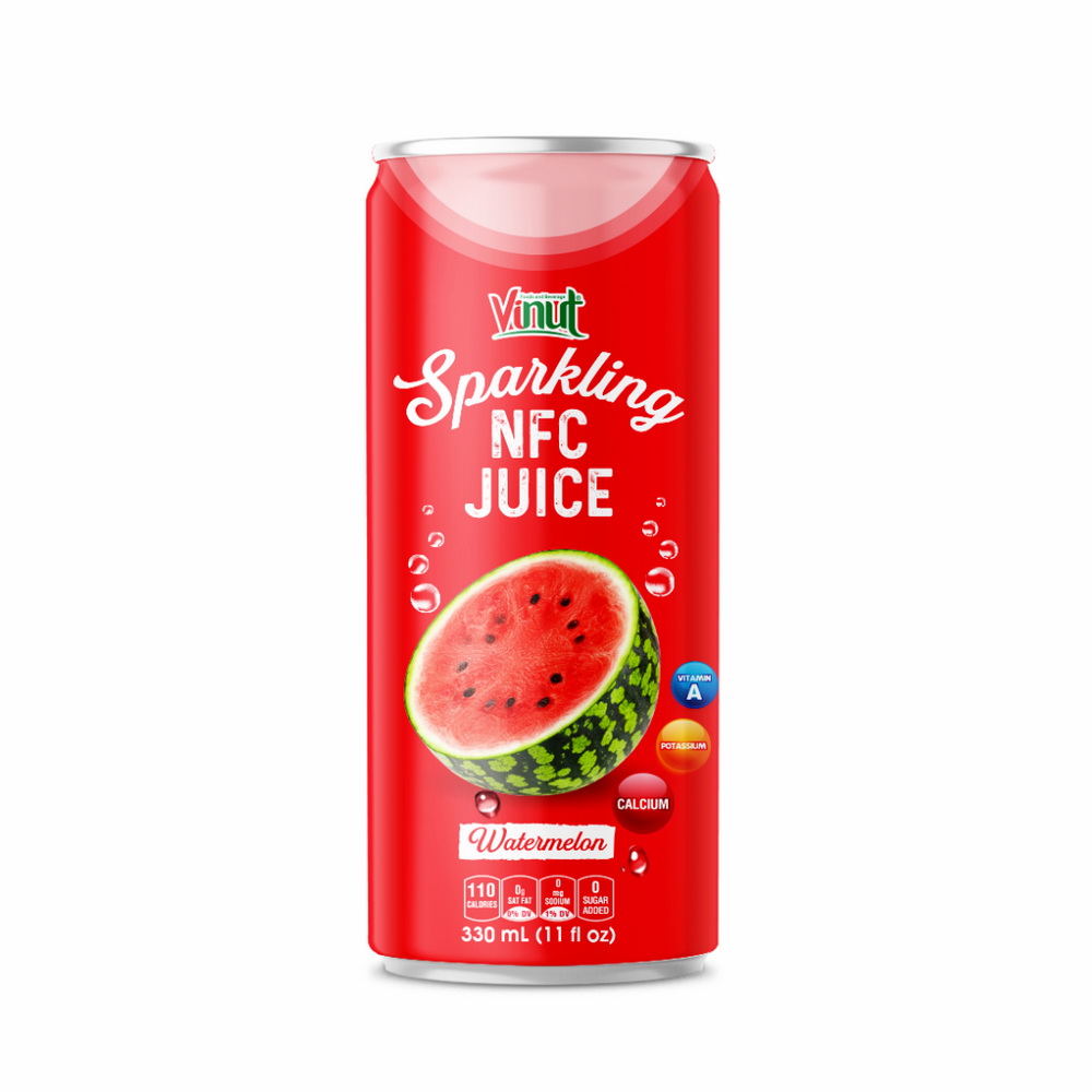 152_Watermelon-NFC-Sparkling-Can-330ml-1.jpg Vinut Watermelon Sparkling NFC Juice, 0 Sugar Added, Slim Can, 11 fl oz (330 mL) - Image 1