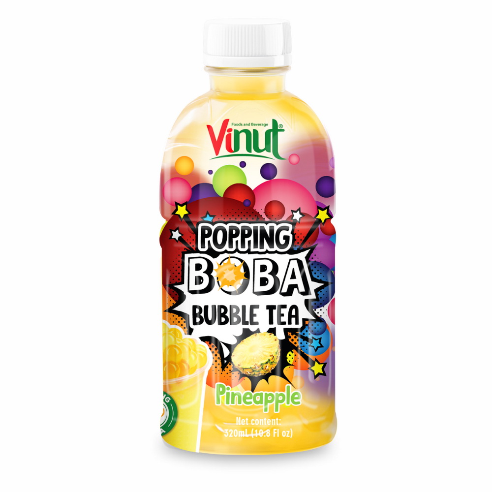 156_pineapple_boba_tea-1.jpg Vinut Pineapple Popping Boba Bubble Tea, PET Bottle, 10.8 fl oz (320 mL) - Image 1