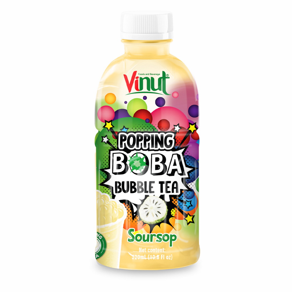 158_soursop_boba_tea-1.jpg Vinut Soursop Popping Boba Bubble Tea, PET Bottle, 10.8 fl oz (320 mL) - Image 1