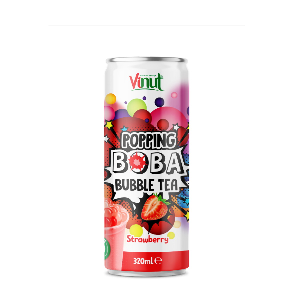 163_Strawberry-Popping-Boba-Can-320ml_boba_tea-1.jpg Vinut Strawberry Popping Boba Bubble Tea, Slim Can, (320 mL) - Image 1