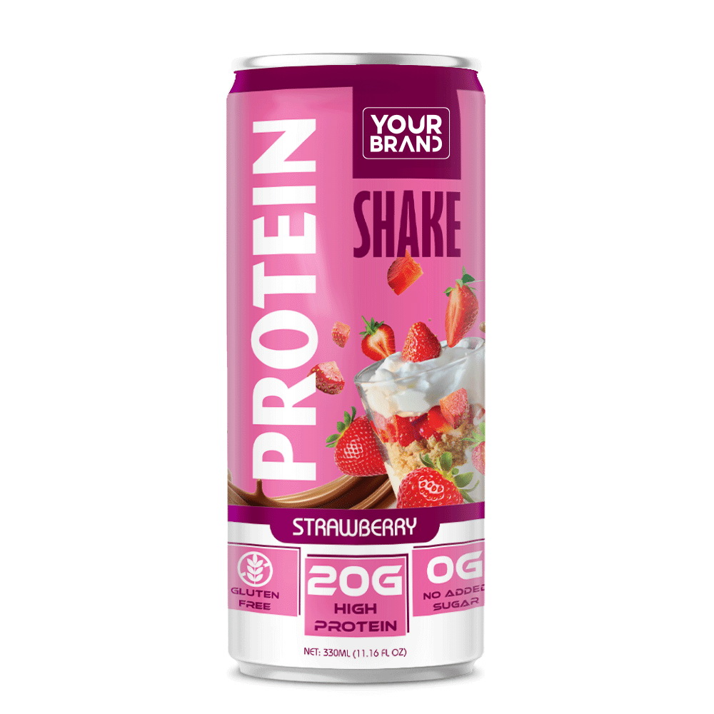 165_Strawberry-Protein-Shake-Sleek-Alu-Can-330ml-1.jpg Vinut Strawberry Protein Shake, Gluten Free, 20g High Protein, 0g No Added Sugar, Slim Can, 11.16 fl oz (330 mL) - Image 1