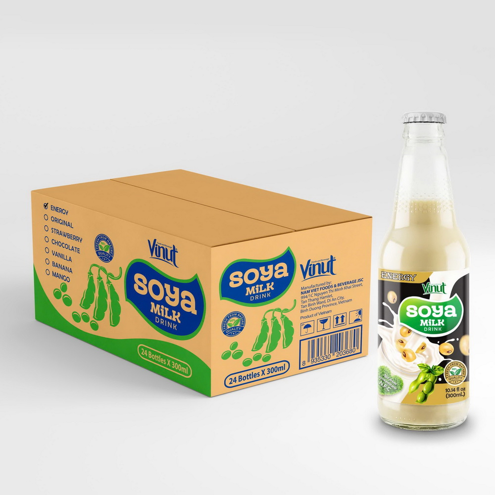 168_Energy-Soya-Milk-Bottle-300ml-1.jpg Vinut Soya Milk Drink, Energy, Non GMO, 100% Pure Soybean, Glass Bottle, 10.14 fl oz (300 mL) - Image 1