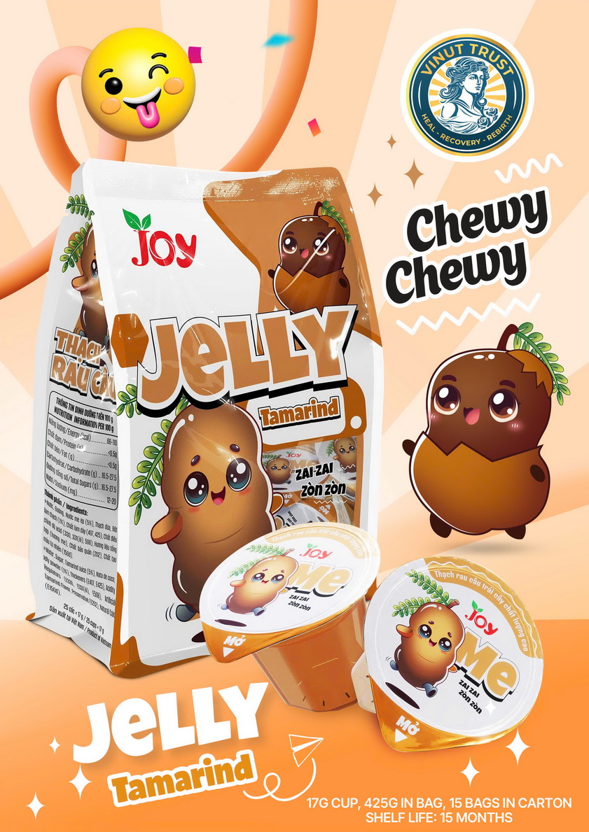 180_Tamarind-Jelly-Vinut-Trust-1.jpg Vinut Trust Tamarind Jelly, Chewy Chewy, Zai Zai Zon Zòn, Bag (Contains 17g Cups), (425g) - Image 1