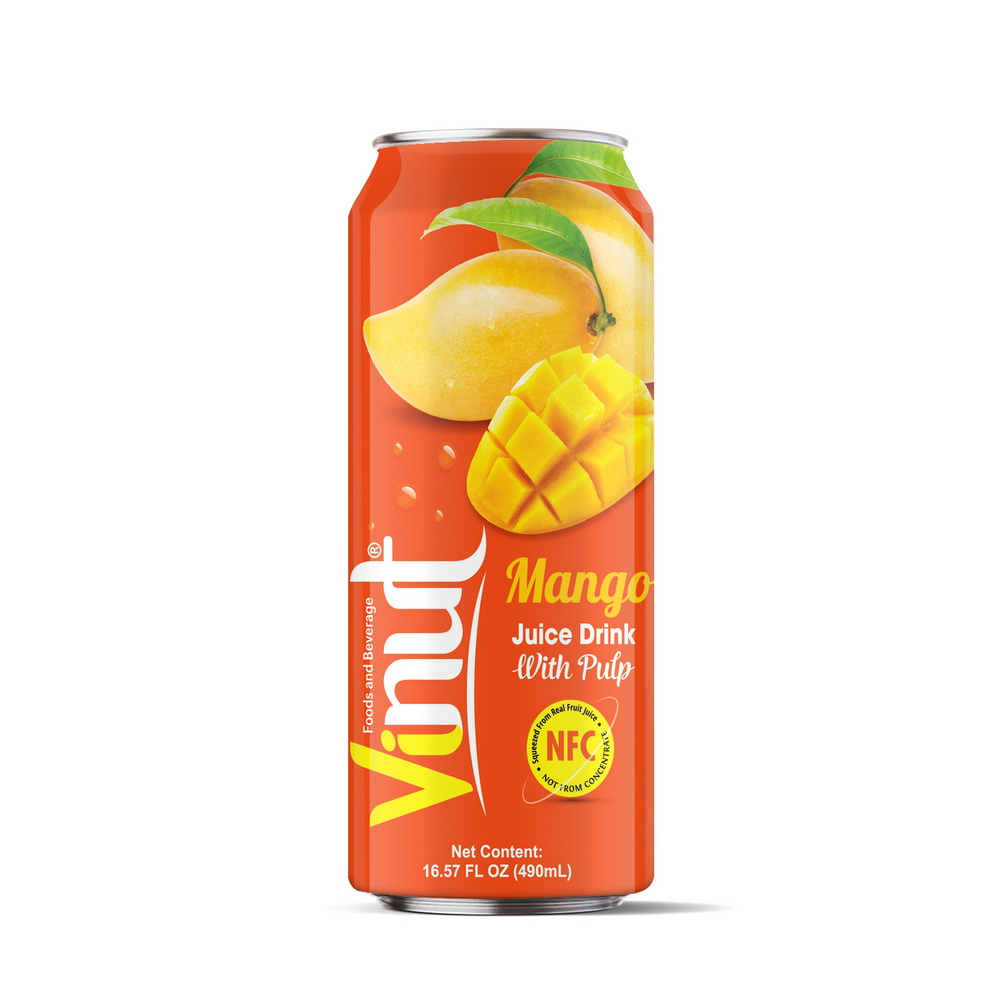 30%_500ml_ Mango Vinut Mango Juice Drink with Pulp, NFC, Slim Can, 16.57 fl oz 490 mL - Image 1