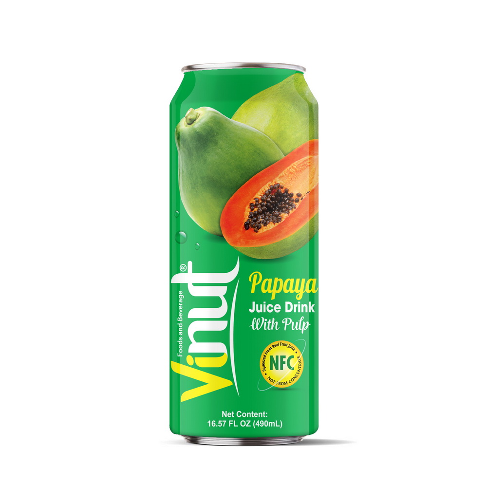30%_500ml_Papaya Vinut Papaya Juice Drink with Pulp, NFC, Slim Can, 16.57 fl oz 490 mL - Image 1