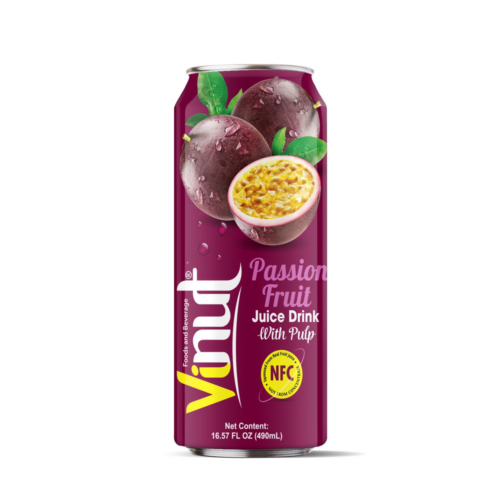 30%_500ml_Passion fruit Vinut Passion Fruit Juice Drink with Pulp, NFC, Slim Can, 16.57 fl oz 490 mL - Image 1