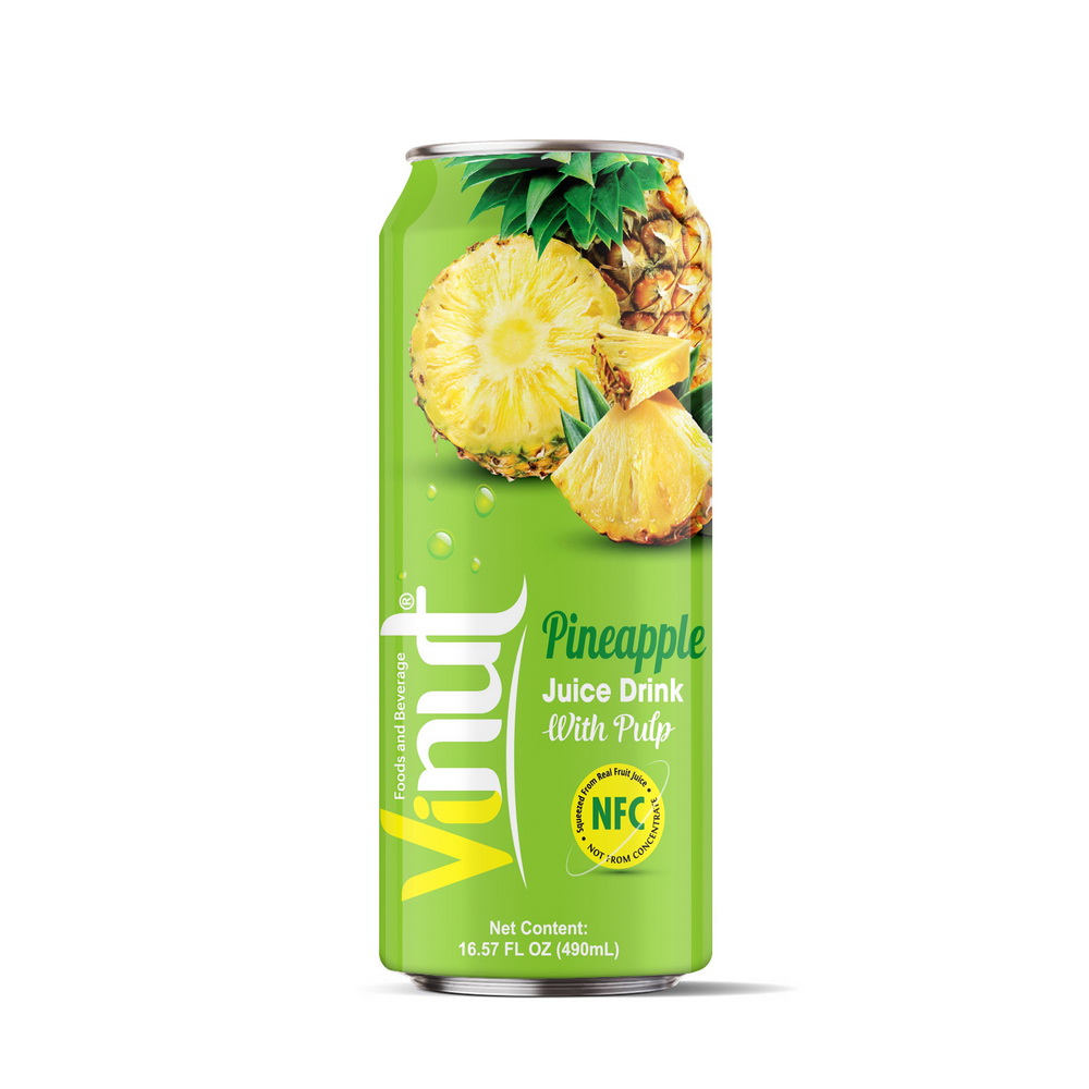 30%_500ml_Pineapple Vinut Pineapple Juice Drink with Pulp, NFC, Slim Can, 16.57 fl oz 490 mL - Image 1