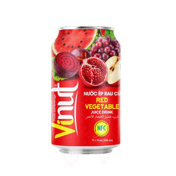 Vinut Red Vegetable Juice Drink, NFC, Slim Can, 11.1 fl oz 330 mL