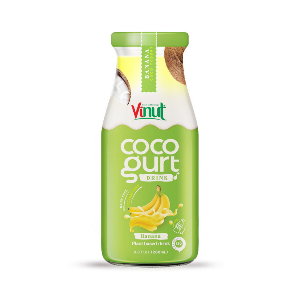 Cocogurt Banana Glass Bottle 280ml Vinut Cocogurt Drink Banana, Glass Bottle, 9.8 fl oz 280 mL - Image 1