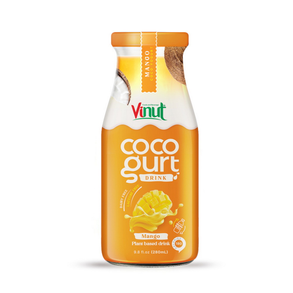 Cocogurt Mango Glass Bottle 280ml Vinut Cocogurt Drink Mango, Glass Bottle, 9.8 fl oz 280 mL - Image 1