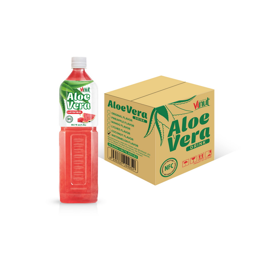 Mokup_Aloe-vera-carton 1.5L x 06-Watermelon Vinut Aloe Vera Drink Watermelon, NFC, PET Bottle, 50.7 fl oz 1.5 L - Image 1