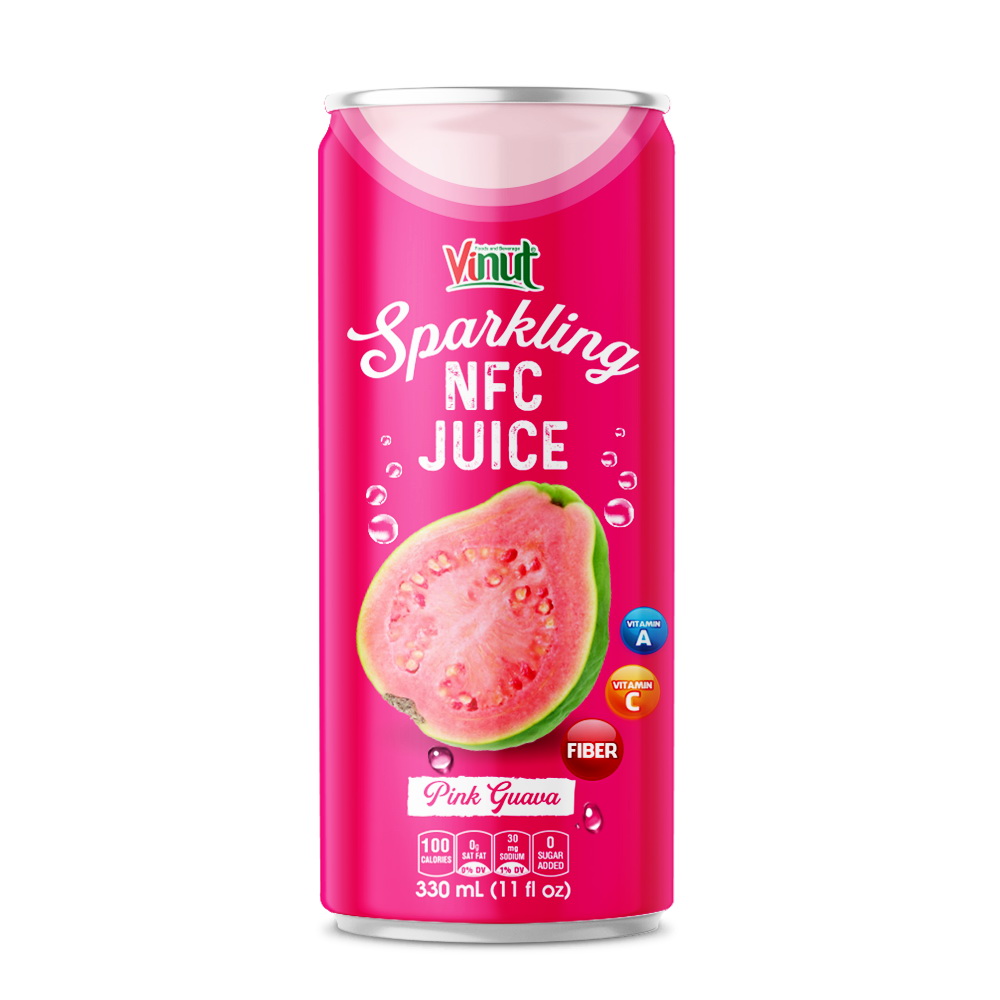 Slim 330ml_Pink Guava Vinut Sparkling NFC Pink Guava Juice, Slim Can, 11 fl oz 330 mL - Image 1