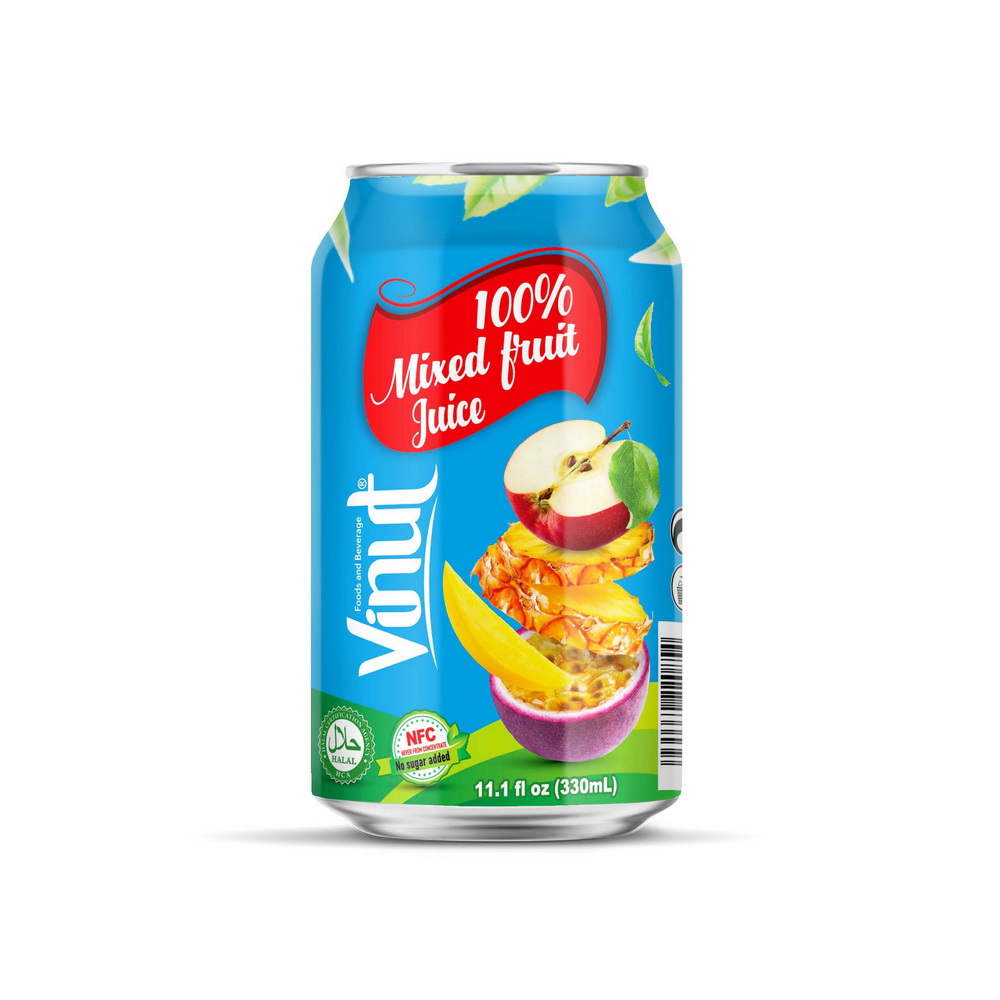 V_330ml_100%_Cocktail Vinut 100% Mixed Fruit Juice, NFC, No sugar added, Can, 11.1 fl oz 330 mL - Image 1