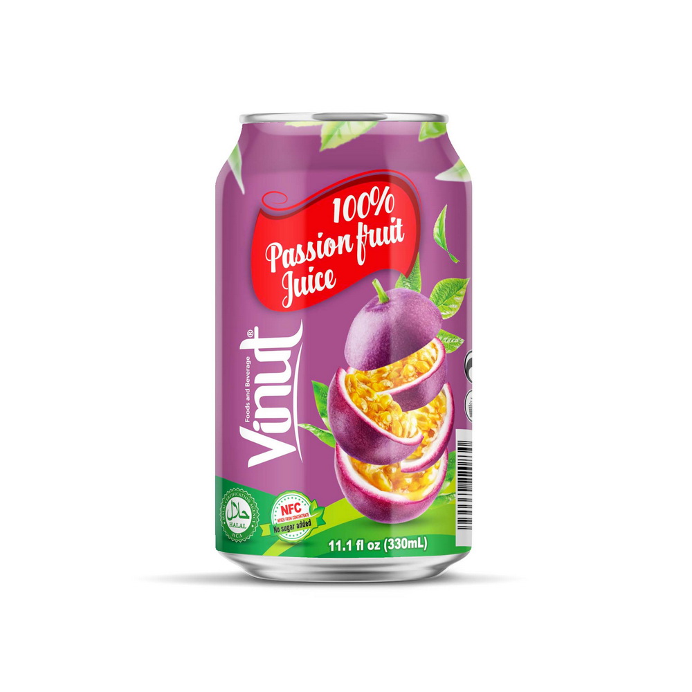 V_330ml_100%_Passion fruit Vinut 100% Passion fruit Juice, NFC, No sugar added, Can, 11.1 fl oz 330 mL - Image 1