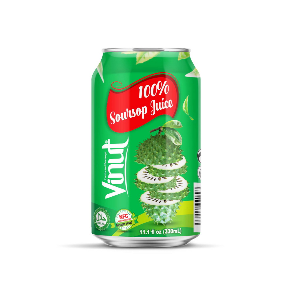 V_330ml_100%_Sourop Vinut 100% Soursop Juice, NFC, No sugar added, Can, 11.1 fl oz 330 mL - Image 1